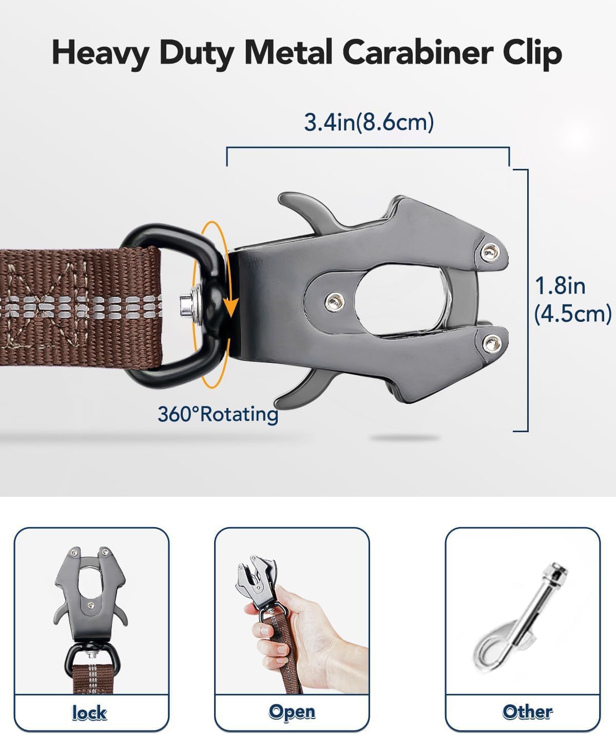Joytale Tactical Bungee Dog Leash, Shock Absorbing No Pull - Brown