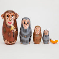 Bits and Pieces Monkey Nesting Dolls, Russian Doll Set of 5 - Nesting Monkeys - image 2