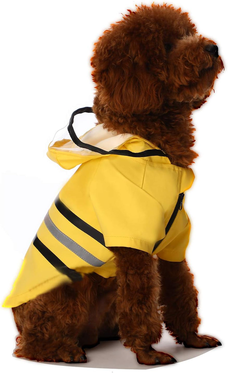 Reflective Dog Raincoat Dog Rain Jacket with Hood Lightweight - Large / Yellow