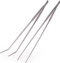 2 Pcs Heavy Duty Reptile Feeding Tongs, Aquarium Tweezers 18 Inch, Straight and Curved Extra Long Tweezers, Reptile Tongs, Aquarium Tongs, Aquarium Tweezers Extra Long