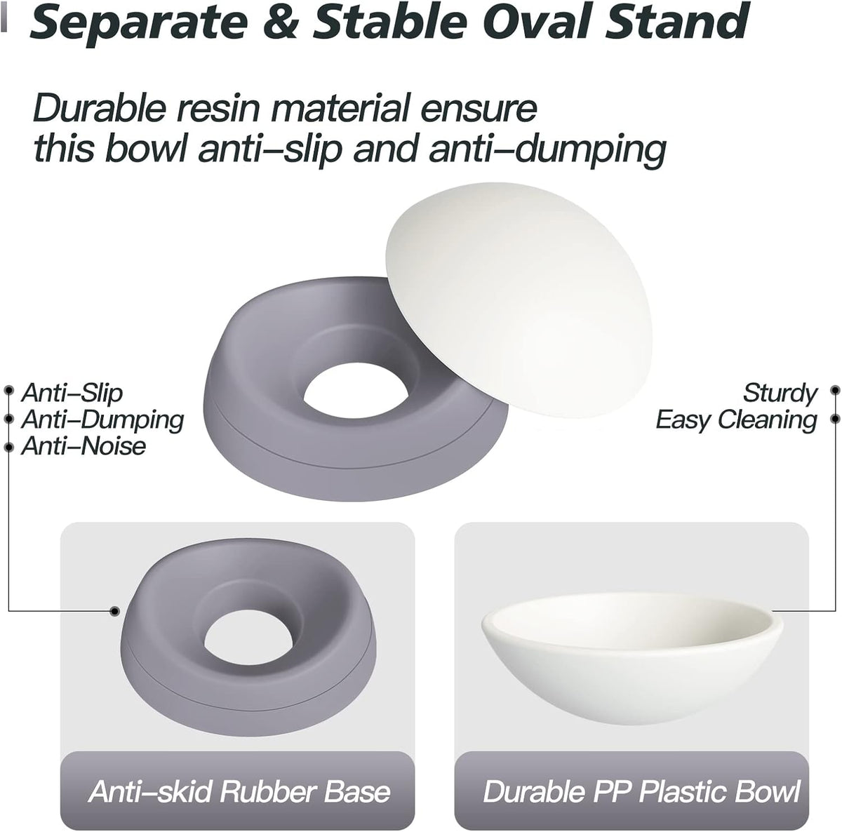 17 oz Raised Cat Food Bowls, Adjustable-Angle Pet Bowls - Milky White, Grey - image 2