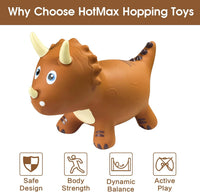 HotMax Bouncy Horse, Dinosaur Hopper Toys for Kids - Brown Triceratops - image 2