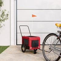 Tidyard Pet Bike Trailer Red and Black Oxford Fabric and Iron Pet Bicycle Carrier, Animal Bike Stroller for Cat, Puppy, Dog, Outdoor, Travel Style C