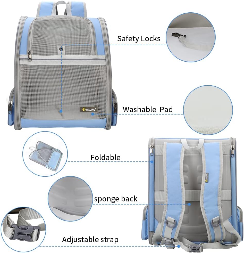 Texsens Innovative Traveler Bubble Backpack Pet Carriers for Cats - Blue - image 4