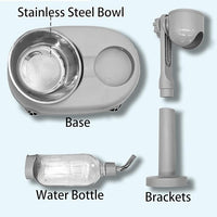 Fhiny Dog Water Feeder Bottle with Stand, Dispenser Automatic Water Food Bowl for Cage Leak-Proof No-Drip Adjustable Raised Pet Slow Water Bottle Dog Kennel Durable Drinker Container