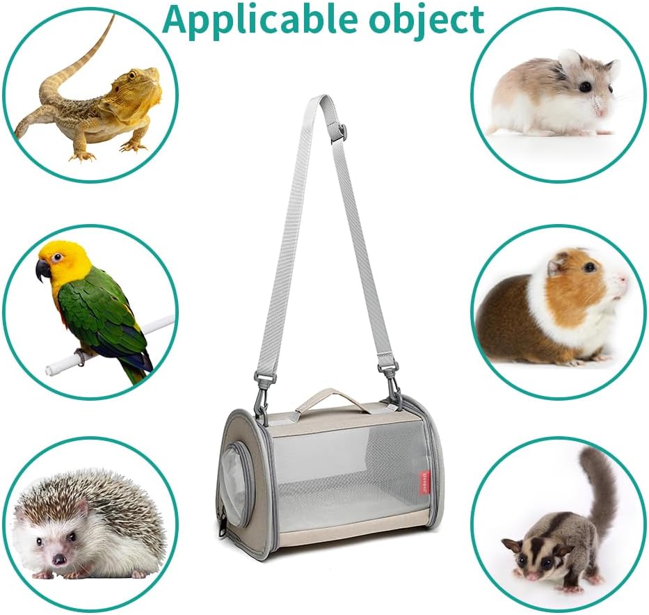 Guinea Pig Carrier Travel Small Animal Carrier Bag Lizard Bird Rabbit - 10.6"L x 7.0"W x 5.9"H / khaki - image 2