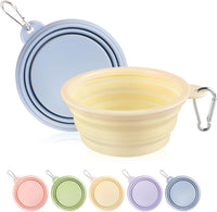 Collapsible Dog Bowls 2-Pack - 12 OZ Macaron Blue and Yellow