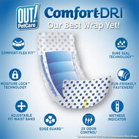 OUT! Pet Care Disposable Male Dog Diapers | Absorbent Male Wraps with Leak Proof Fit | XS/Small, 12 Count (Pack of 4)