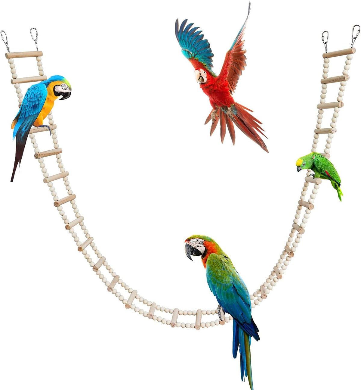 Bird Ladder Bridge, Wooden Pet Hamster Climbing & Swing Toys - 28 Steps - 61.8 × 3.14 Inch