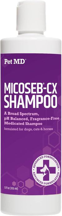 Pet MD Micoseb-CX Topical Shampoo for Dogs, Cats, & Horses with Miconazole - 12 oz
