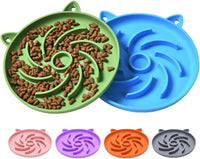 2Pcs Silicone Slow Feeder Cat Bowl, Puzzle Feeder - Blue/Green