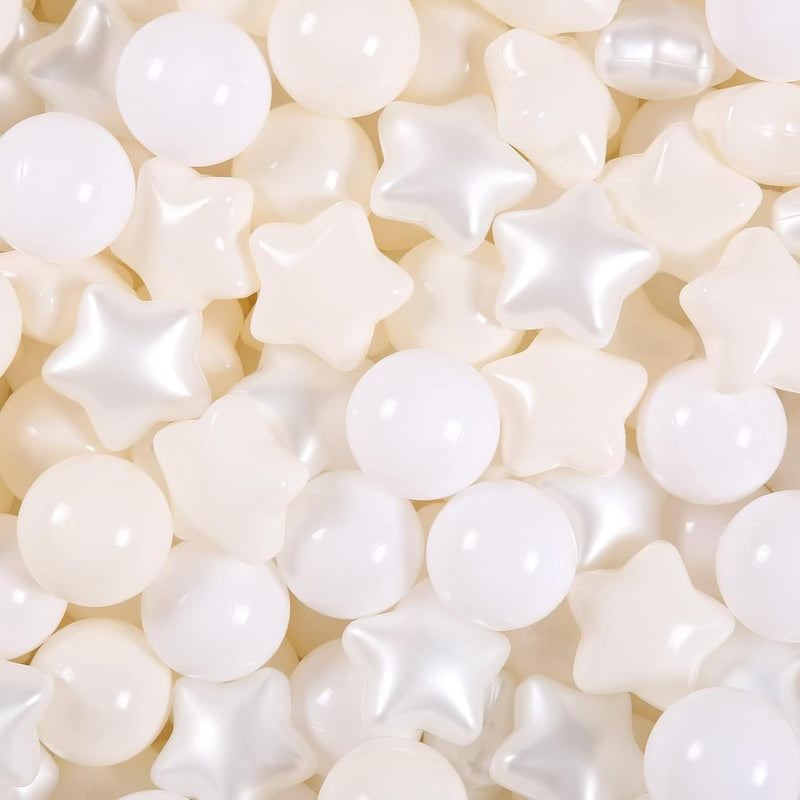 GOGOSO Ball Pit Balls for Toddles Kids Plastic Ballpits Accessories - Beige+Pearl White+White / 100 balls