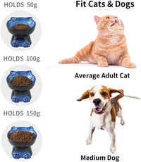 Nihow Ceramic Basic Cat Bowls: 5 Inch Cat Bowl for Food & Water – Essentials for Cats - 6.8 OZ+15.5 OZ / Blue & Black - image 3