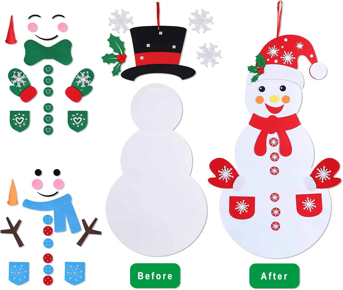 Max Fun Diy Felt Christmas Snowman Games Set with 58Pcs Crafts kit - image 3