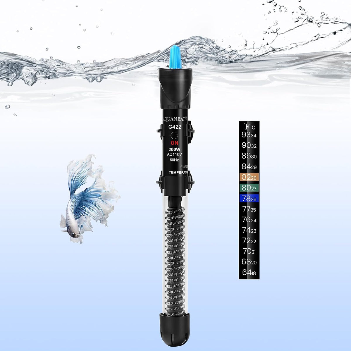 AQUANEAT Aquarium Heater, 50W Fish Tank Heater - 200W