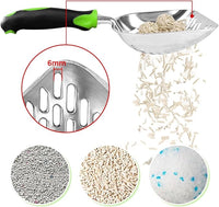 Cat Litter Scoop-Metal Cat Scooper-Long Handle Scoop,Cat Scooper-Poop Sifting-Mesh Shovel-Suitable for Cat Litter Box(Green)