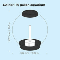 biOrb Classic 60 Acrylic 16-Gallon Aquarium with White LED Lights Modern Tank for Tabletop Display, Black