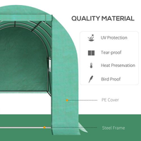 Outsunny 15x 7x 6.5 Walk-in Tunnel Hoop Greenhouse, Green House With Polyethylene PE Cover, Steel Frame, Roll-Up Zipper 