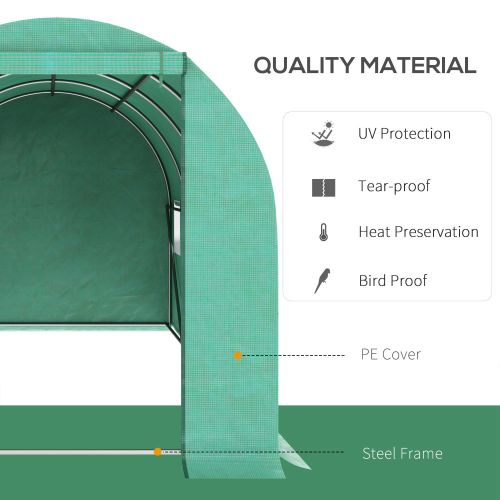 Outsunny 15x 7x 6.5 Walk-in Tunnel Hoop Greenhouse, Green House With Polyethylene PE Cover, Steel Frame, Roll-Up Zipper 