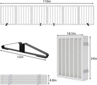 Wooden Dog Gate Freestanding Foldable 6 Panel Pet Gates Extra Wide Dog Gates for Indoor Doorways Stairs 24in Height Support Feet Included