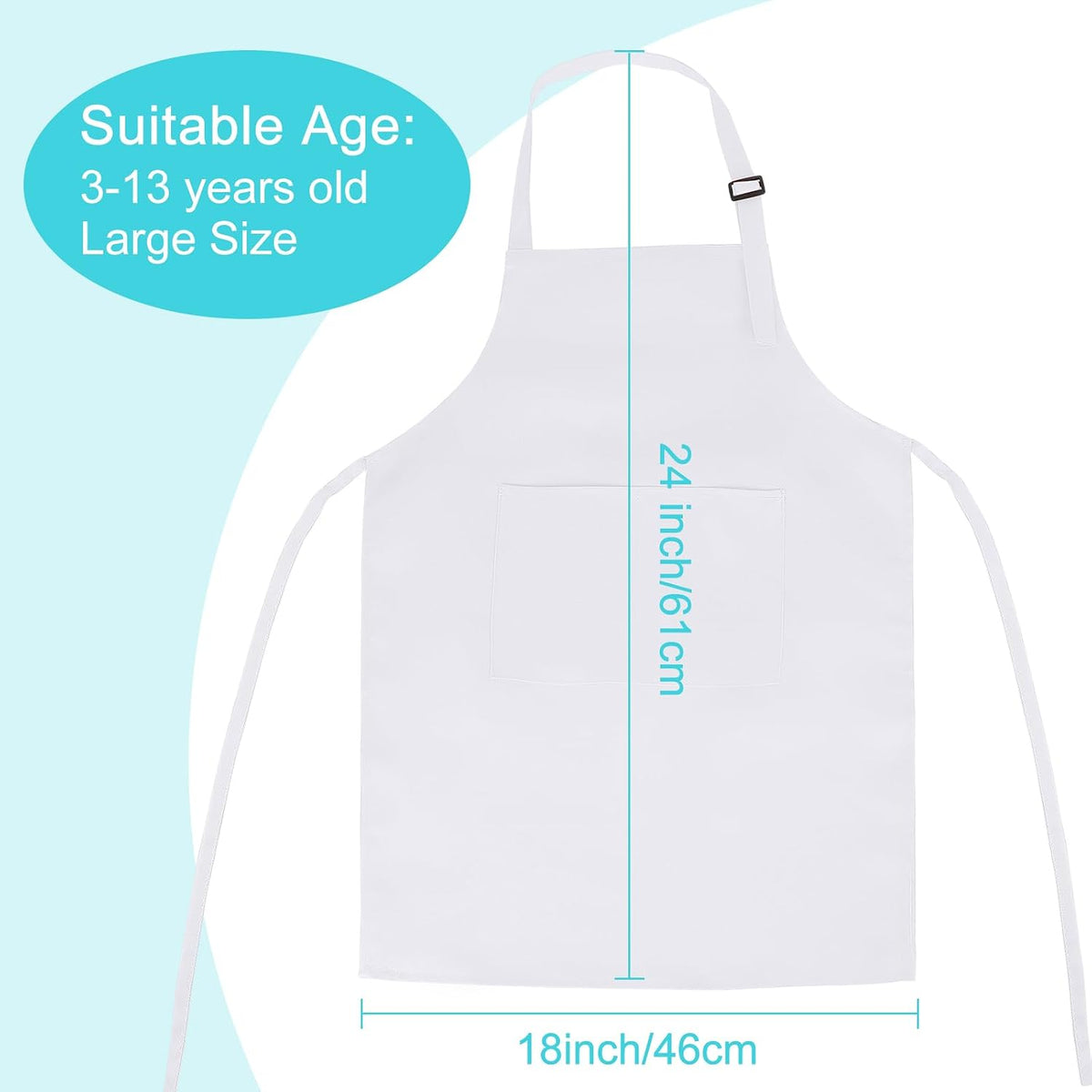 5 Pack Kids Apron Adjustable Children Apron with 2 Pockets Children - White / 10 - image 2