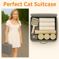 Portable Travel Litter Box for Cats, Small Foldable Travel Cat Litter Box with Zipped Lid, No Smell, Waterproof, Leak-Proof, for Car Hotel and Outdoor, Grey