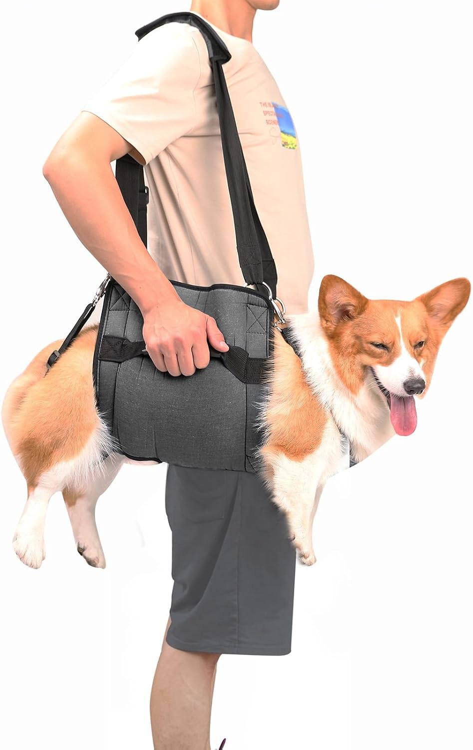 COODEO Dog Carry Sling, Emergency Backpack Pet Legs Support & Rehabilitation Dog Lift Harness - Black / Medium