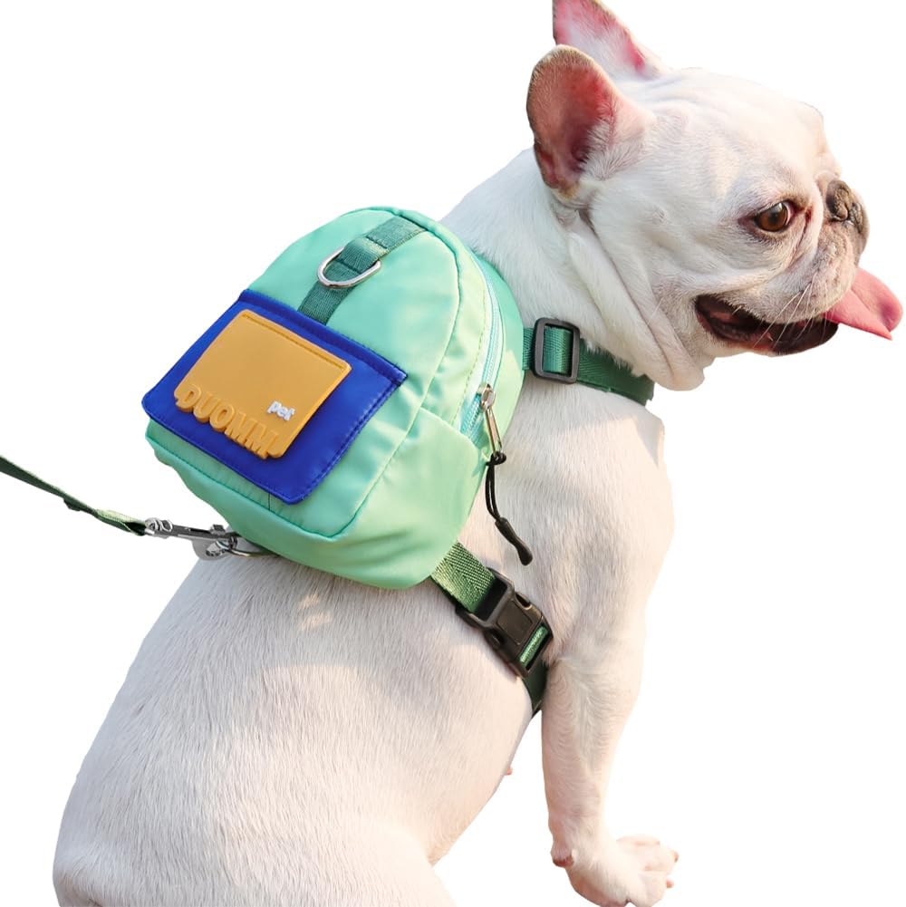 Dog Backpack Harness with Leash - Medium / Green - image 2