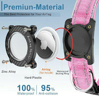 Upgraded AirTag Dog Collar, IP68 Waterproof Dog Collar with Apple Air Tag Holder, Reflective Adjustable Heavy Duty Dog Collars with Soft Padded for Small, Medium and Large Dogs,Pink, L