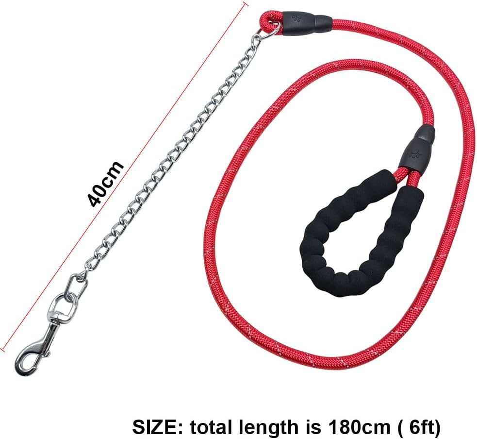 BTINESFUL 6FT Chewproof Dog Leash - red - image 2