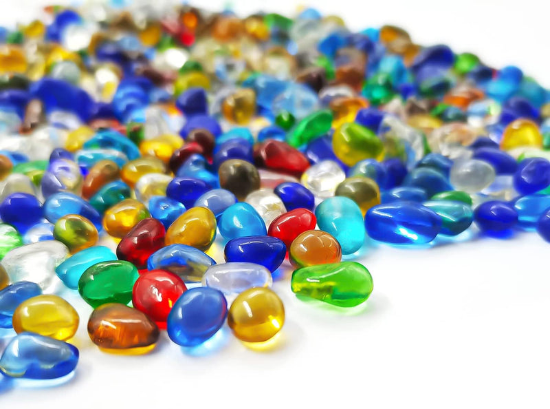 Keedolla Aquarium Glass Pebbles Stones Fish Tank Rocks Gravel - 0.93 Pound / Rainbow