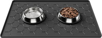 Pieviev Silicone Dog Cat Food Bowl Mat, Waterproof Raised Edge - M-24''X16'' / Black