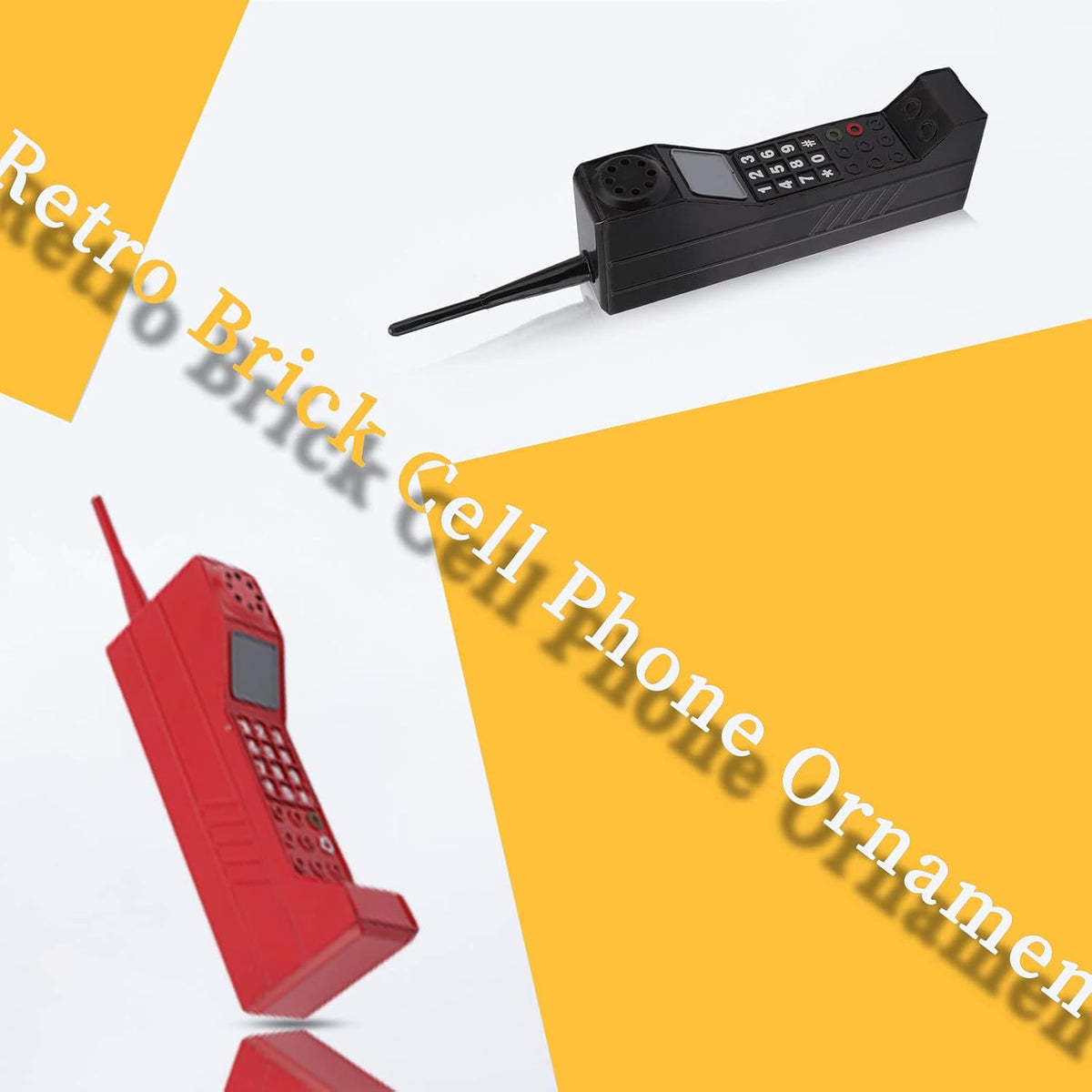 Gugxiom retro 90s brick cell phone prop made of iron with printed number keys and antenna - view 2
