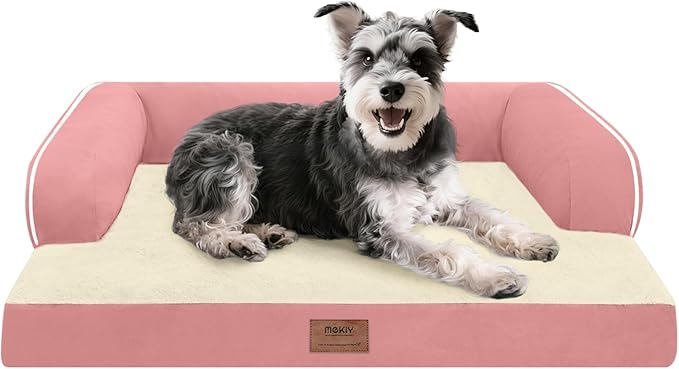 Small Dog Bed Waterproof Orthopedic Dog Beds for Medium Sized Dogs Comfy Pet Cat Bed with Sides, Washable Removable Cover