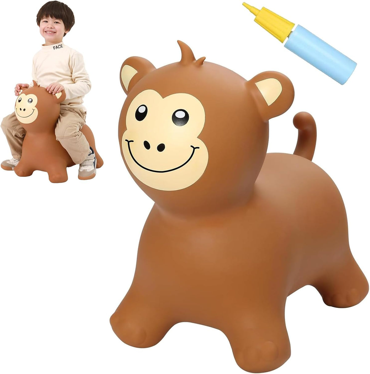 INPANY Bouncy Bull, Cow Hopper for Cowboys, Kid Gifts Toy - Brown Monkey