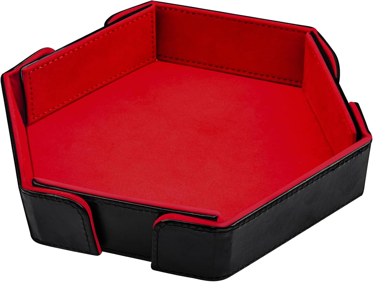 SIQUK magnetic folding hexagon dice tray in PU leather with velvet lining - view 2