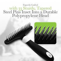 Fuller Brush Undercoat Pet Rake - 33 Sturdy Tapered Steel Pins Inset into Polypropylene Head - Ergonomically Designed Rubberized Handle - Reduce Tangles, Remove Loose Undercoat for Shed-Free Groom