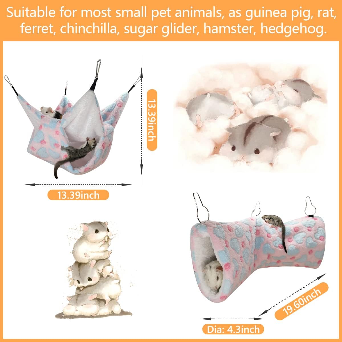 LEFTSTARER Cashmere Pet Bed Mat and Toy - Hammock set Heart-Pink - image 2