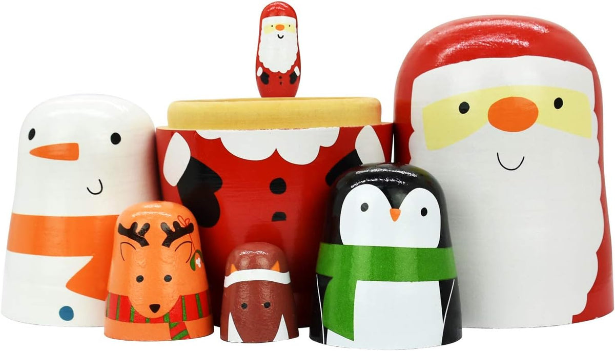 HYCLES Nesting Dolls Russian Matryoshka Wood Stacking Nested Set - ③ snowman 6 - image 3