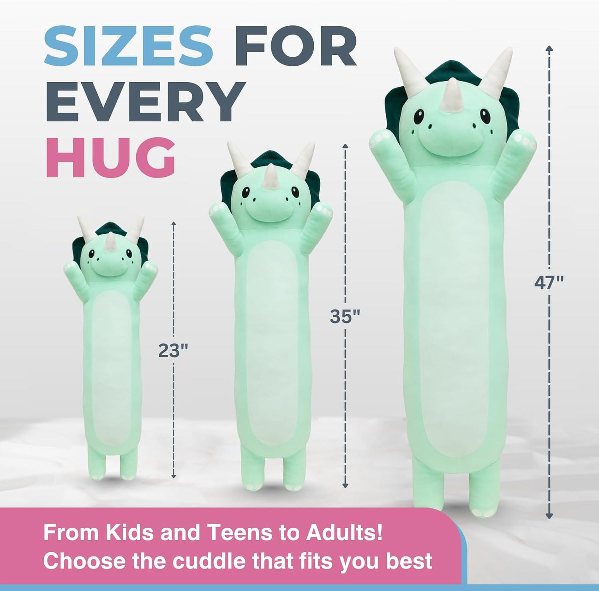Cuddle Paws Unicorn Plush Body Pillow for Kids, Soft Toy - Dinosaur / Medium - 35 Inches - image 3