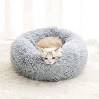 Cat Bed for Indoor Cats, Mini Plush Self Warming Kitten Bed - Small 20'' / Light Grey - image 2