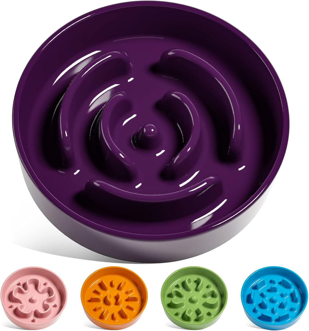 LE TAUCI Ceramic Slow Feeder Dog Bowls Small Breed - Maze Purple / S-0.6 Cups