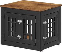 26" Heavy Duty Dog Crate Furniture for Small,Medium and Large Dogs,Rustic Wooden Dog Cage Kennel Indoor Furniture with Waterproof Top,Decorative Pet House Side End Table (Black & Wood)