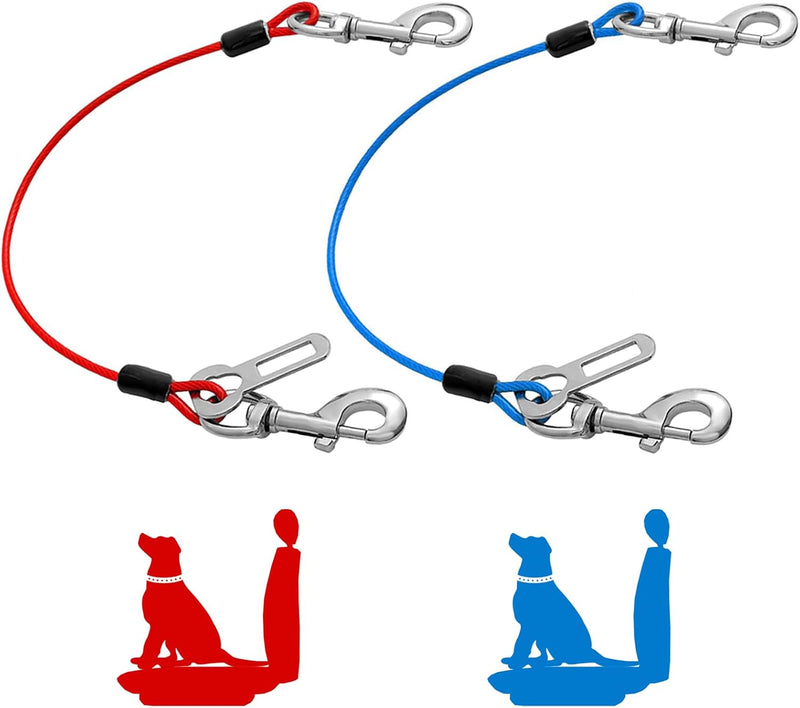 Dog Seat Belt Harness for Car - 2 Pack Red+Blue / 16 inch/40 CM