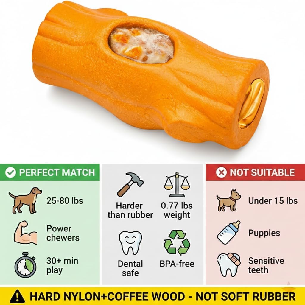 Durable Dog Puzzle Toy for Medium/Large Dogs – Essentials for Dogs - Yellow & Brown / Tree stump 2 Pack - image 3