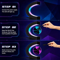 Magnetic Levitating Floating Globe with LED Lights - Black Globe Glowing - image 3