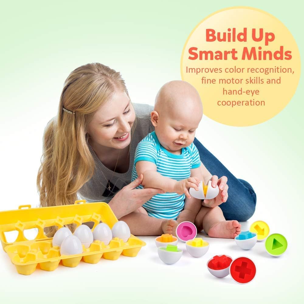 Coogam Matching Eggs 12 pcs Set Color & Shape Recoginition Sorter - image 4