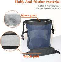 Heavy-Duty Horse Feed Bags - with Adjustable Strap, Comfort Neck & Nose Pads, and Double Waterproof Bottom Mesh (2-Pack) (Blue+Blue)