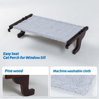 Zakkart 2-PC Easy Seat Cat Perch for Windowsill – Essentials for Cats - Dark Stained Wood w/ Gray Bed / Large 2PC - image 3
