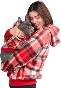 Spark Paws Human Hoodie, Matching Dog and Owner Clothes - Small / Red Plaid - image 2